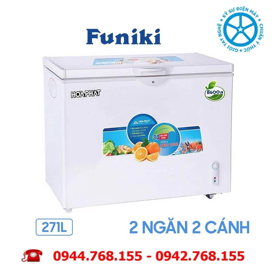 Tủ đông Funiki Hòa Phát 271 lít 2 ngăn HCF 656S2N2